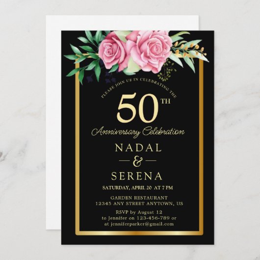 50周年結婚 招待状 (正面/裏面)