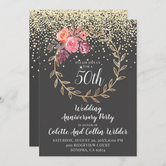50周年結婚 招待状 (正面/裏面)