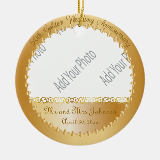 50周年結婚- DIY写真 セラミックオーナメント (正面)