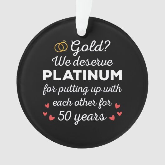 50周年結婚I -金ゴールドカップルおもしろい オーナメント (正面)