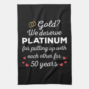 50周年結婚I -金ゴールドカップルおもしろい キッチンタオル