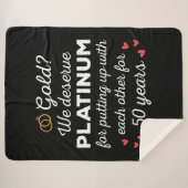 50周年結婚I -金ゴールドカップルおもしろい シェルパブランケット (正面(横))