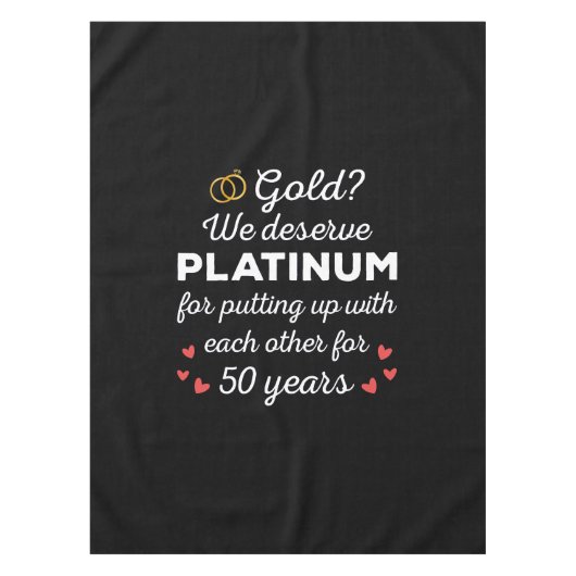 50周年結婚I -金ゴールドカップルおもしろい テーブルクロス (正面)