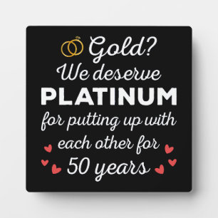 50周年結婚I -金ゴールドカップルおもしろい フォトプラーク