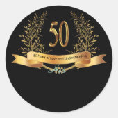 50周年記念あいさつ結婚カートおめでとう ラウンドシール (正面)