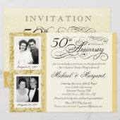 50周年記念おしゃれな2枚の写真招待状 - 大きなサイズ 招待状 (正面/裏面)