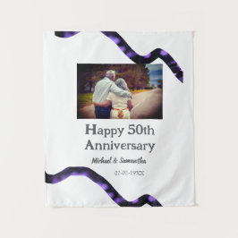 50周年記念おめでとう　名前　写真　日付を追加 タペストリー