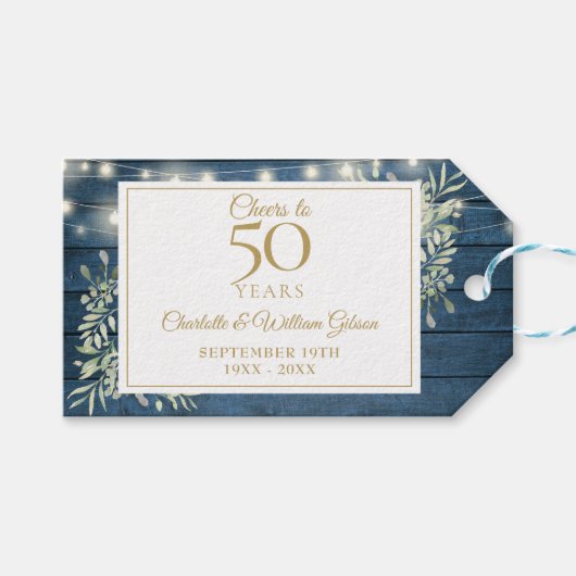 50周年記念お祝いに乾杯 ラスティックグリーン ギフトタグ (正面(横))