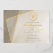 50周年記念お祝いアンティークグレー金ゴールドフォイ 箔招待状 (正面)