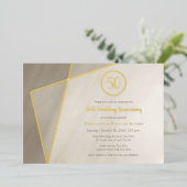50周年記念お祝いアンティークグレー金ゴールドフォイ 箔招待状 (立ち正面)