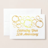 50周年記念お祝いバブル 箔カード (封筒付き正面)