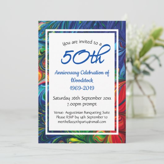 50周年記念お祝いレトロ パーソナライズされた 招待状 (スタンド正面)
