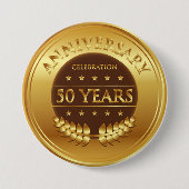 50周年記念お祝い金ゴールドメダル 缶バッジ (正面)