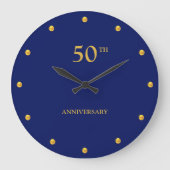 50周年記念とゴールデンドットオンネービーブルー ラージ壁時計 (正面)