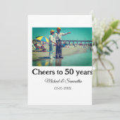 50周年記念にお名前、写真、年月日を追加 招待状 (スタンド正面)