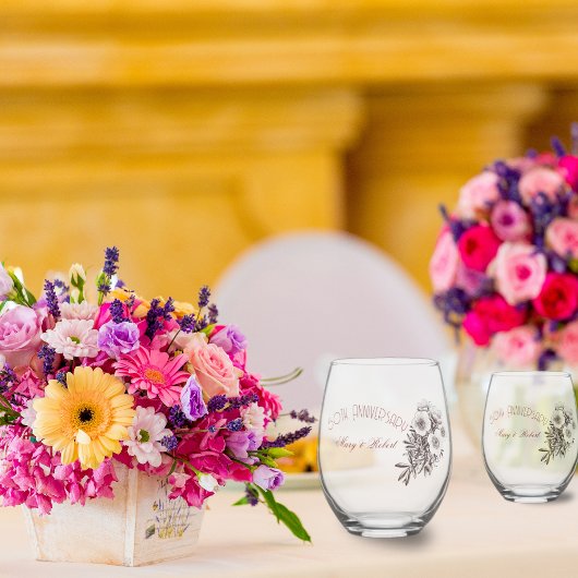 50周年記念に栄えたパーソナライズされた- ステムなしワイングラス