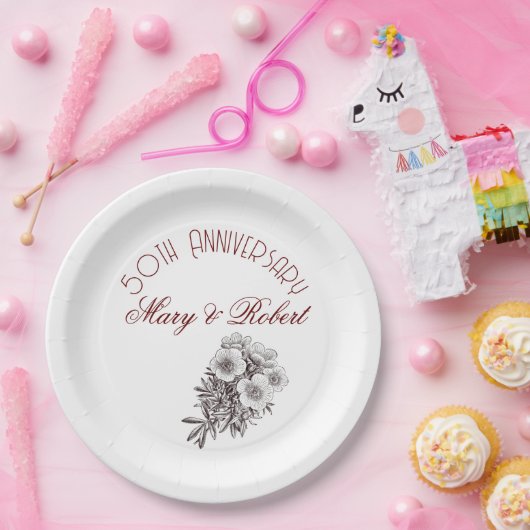 50周年記念に栄えたパーソナライズされた- ペーパープレート (パーティー)