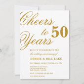 50周年記念のお誘い 50年のお祝いに乾杯 招待状 (正面)