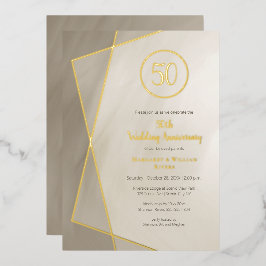50周年記念のアンティークグレーとゴールド 箔招待状