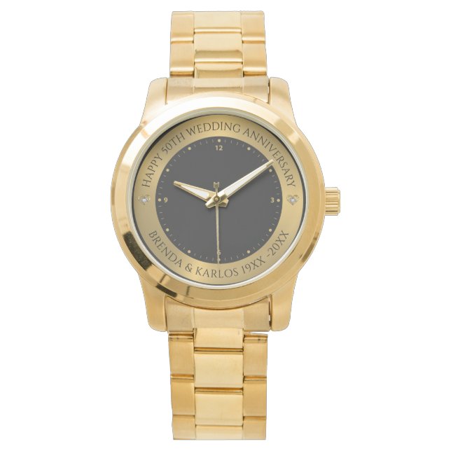 50周年記念のグレー結婚とメタリック 腕時計 (正面)