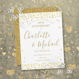 50周年記念のゴールドハートスクリプトのSave the Date 案内ポストカード
