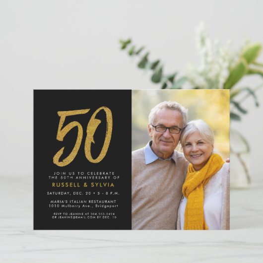 50周年記念のゴールド写真パーティー 招待状 (スタンド正面)