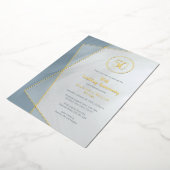 50周年記念のダスティーブルーグレーにゴールド箔押し 箔招待状 (回転した状態)