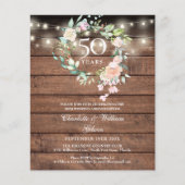 50周年記念のバラのフラワー写真招待状 ラスティック (正面)