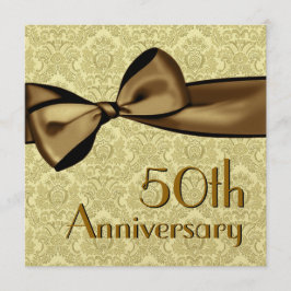 50周年記念の偽サテンリボン付きメタリック紙 招待状