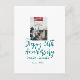 50周年記念の写真ターコイズのリボン名入りだ ポストカード