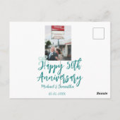 50周年記念の写真 ターコイズの弓 名前入り ポストカード (裏面)