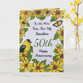 50周年記念の妻あなたがサンシャインカード カード (黄色い花)