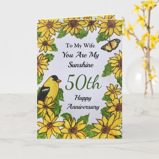 50周年記念の妻あなたがサンシャインカード カード (黄色い花)