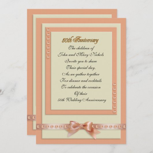50周年記念の招待状　ピンクとクリーム色 招待状 (正面/裏面)
