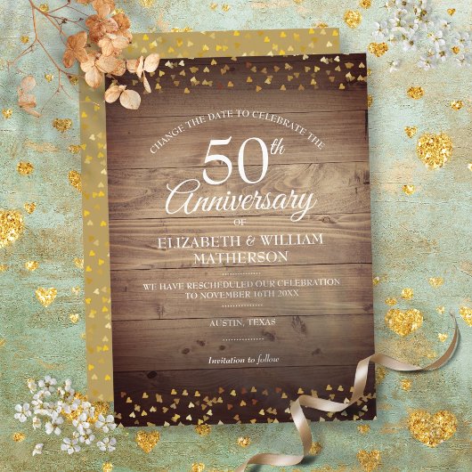 50周年記念の日付の変更素朴 招待状