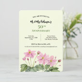 50周年記念の水彩ピンクの日本人参 招待状 (スタンド正面)