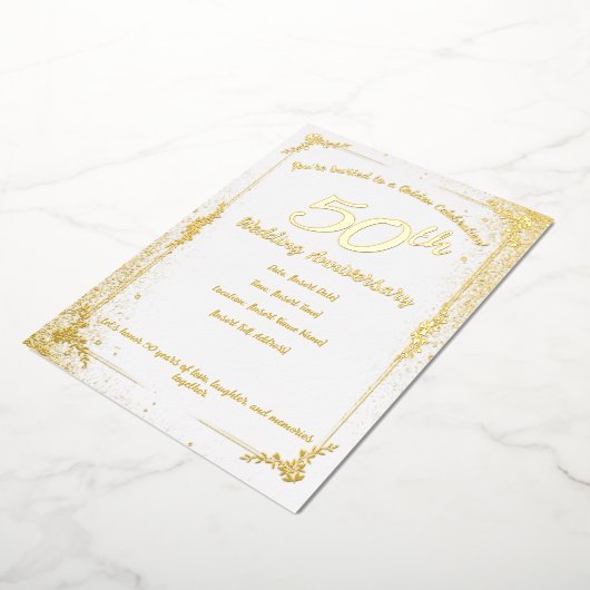 50周年記念の箔押し招待状 箔招待状 (回転した状態)