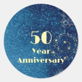 50周年記念の絆と輝きの青いシール ラウンドシール (正面)