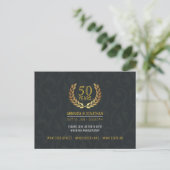 50周年記念の結婚式の記念写真を載せた返信ハガキ インビテーションポストカード (スタンド正面)