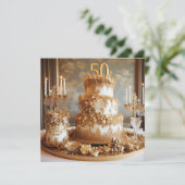 50周年記念の華やかなケーキ (スタンド正面)