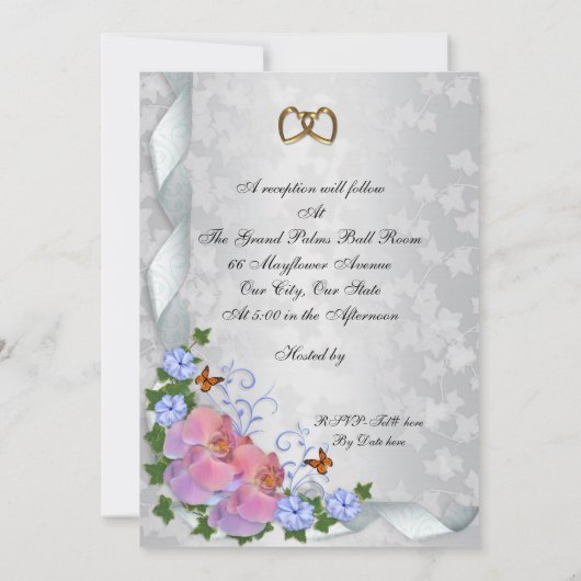 50周年記念の誓いの更新 エレガントな花の蘭 招待状 (裏面)