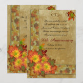 50周年記念の誓いの更新　ピンクのバラ 招待状 (正面/裏面)