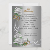 50周年記念の誓いの更新 白いバラ 招待状 (裏面)