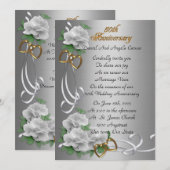 50周年記念の誓いの更新 白いバラ 招待状 (正面/裏面)