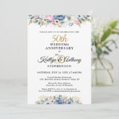 50周年記念または任意の周年記念 エレガント フラワー ゴールド 招待状 (スタンド正面)