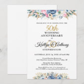 50周年記念または任意の周年記念 エレガント フラワー ゴールド 招待状 (正面/裏面)