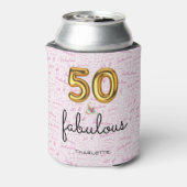 50周年記念または誕生日エレガントピンク金ゴールド 缶クーラー (缶裏面)