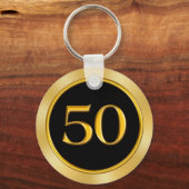 50周年記念アイディア、ブラックと金ゴールド キーホルダー (裏面)