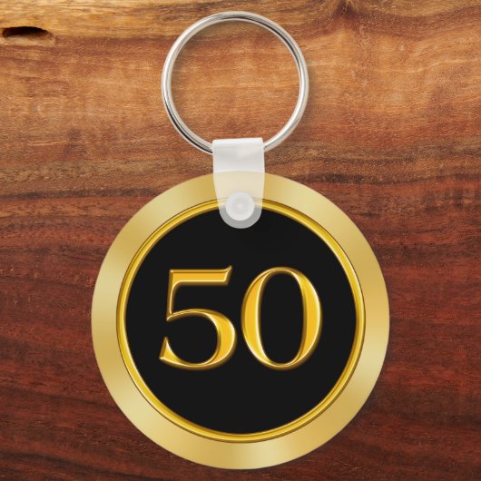 50周年記念アイディア、ブラックと金ゴールド キーホルダー (裏面)