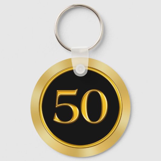 50周年記念アイディア、ブラックと金ゴールド キーホルダー (裏面)